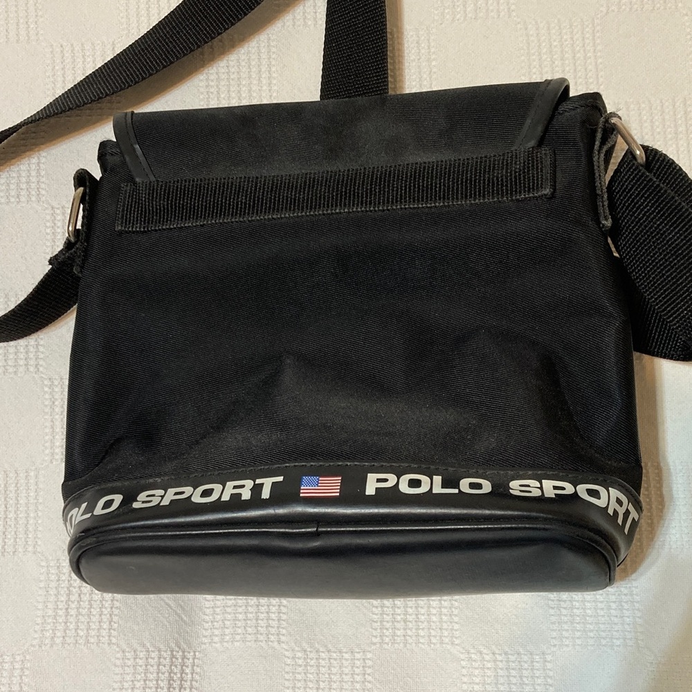 VINTAGE POLO SPORT RALPH LAUREN BLACK NYLON CROSS BODY BLACK BAG - Picture 5 of 16